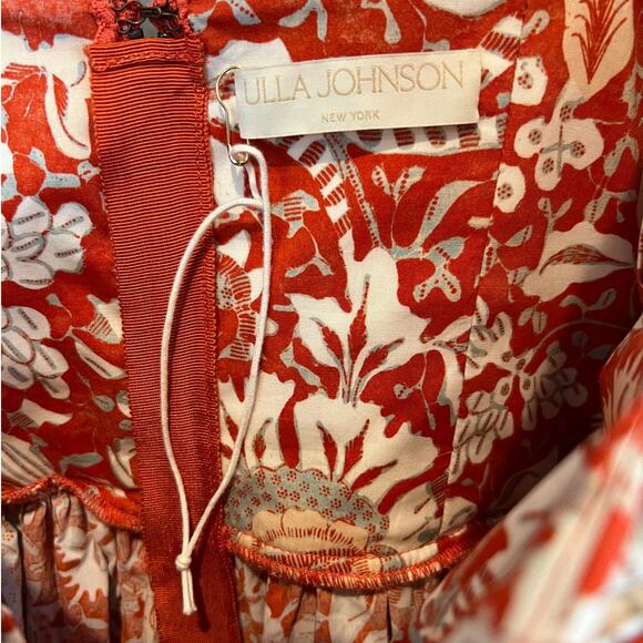 ULLA JOHNSON Alessa Floral Balloon Sleeve Cotton Midi Dress Size 0 - Picture 12 of 15